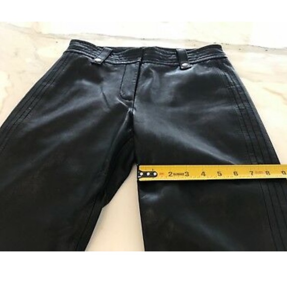 DKNY BLACK LEATHER BIKER STITCHING PANTS SIZE US 6 - Picture 12 of 16